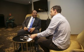 PNG Minister for Foreign Affairs and Immigration, Rimbink Pato & RNZ Pacific's Johnny Blades