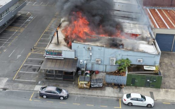 A large fire at a business in Pakuranga.