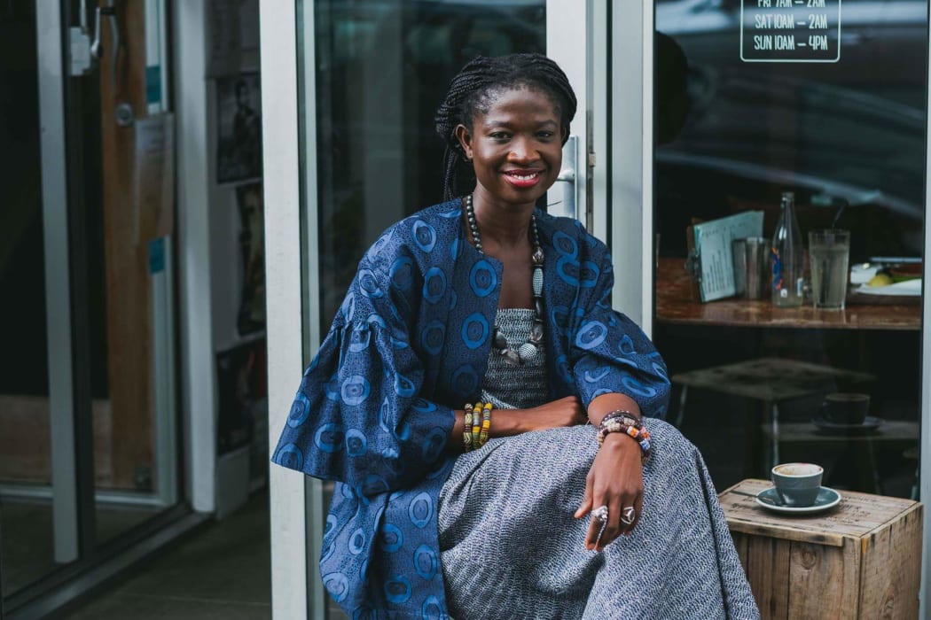 Pinaman Owusu-Banahene wearing clothes created by designers who will be showcased at her upcoming Africa Fashion Festival.