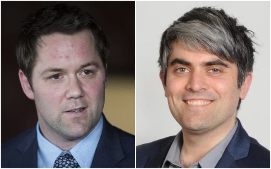 National's Clutha Southland MP Hamish Walker (left) and Dunedin Mayor Aaron Hawkins.