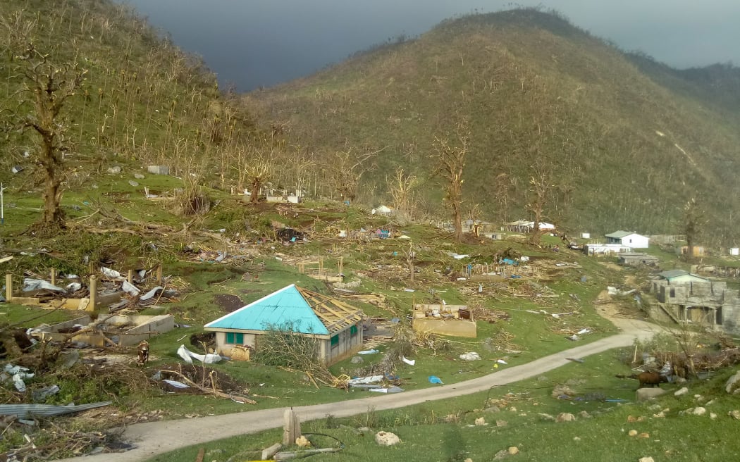 Once some of the lushest jungle in Vanuatu, Pentecost's central area is now a wasteland. Cyclone Harold, Vanuatu 2020.