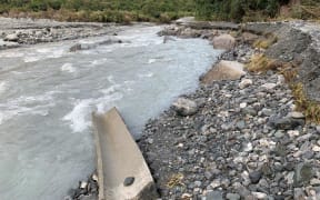 Damage to the Fox Glacier access road from a landslide.
