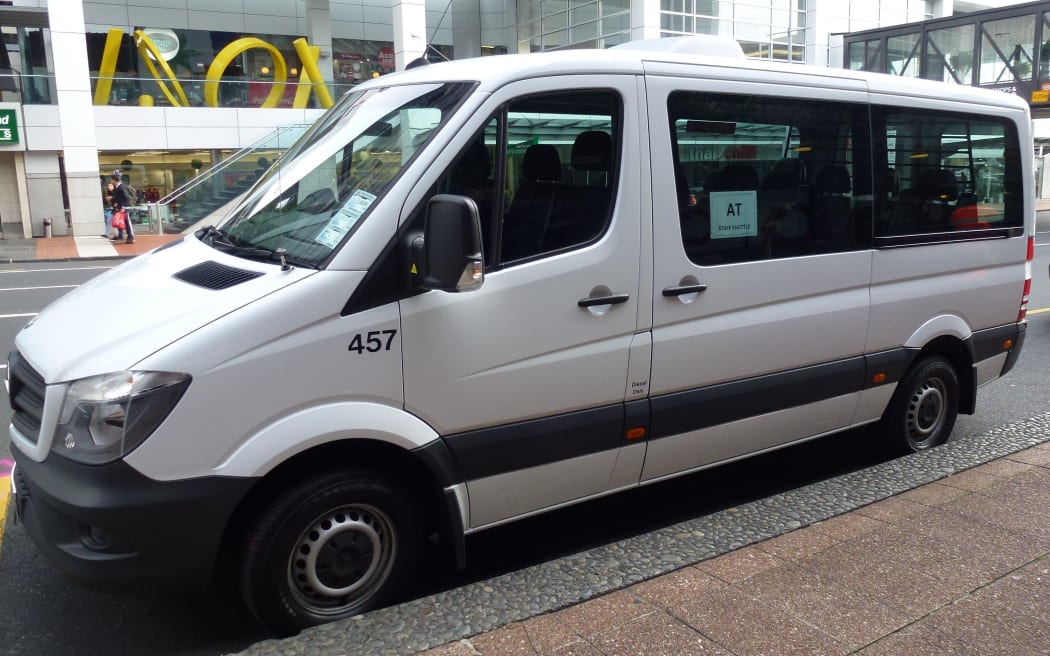 The shuttle being used to transport Auckland Transport staff between offices.