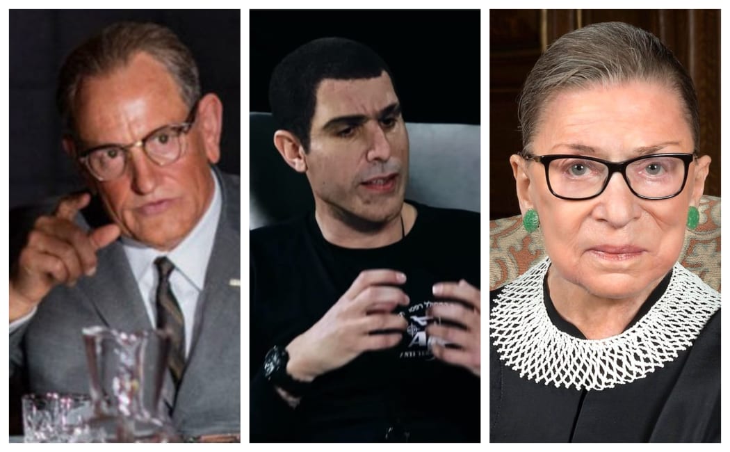 Woody Harrelson as LBJ, Sasha Baron Cohen and Ruth Bader Ginsburg
