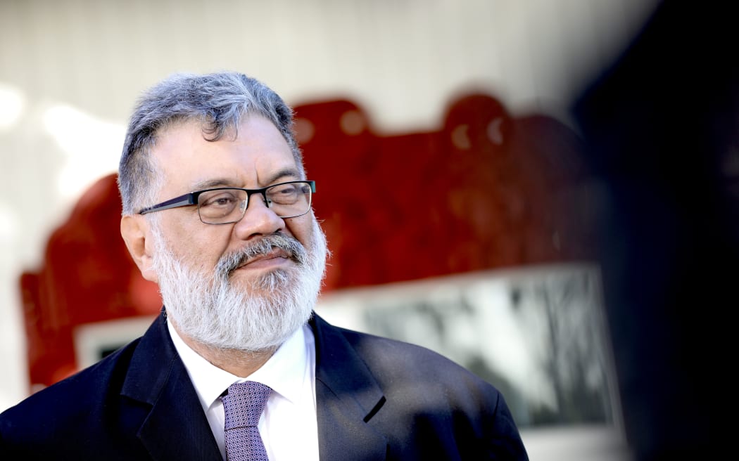 Kiingitangi spokesperson Rahui Papa at Tuurangawaewae Marae on 4 September 2024 for the tangihanga of Kiingi Tuheitia.