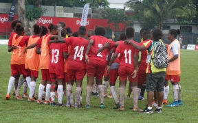 Vanuatu celebrates their 5-0 win