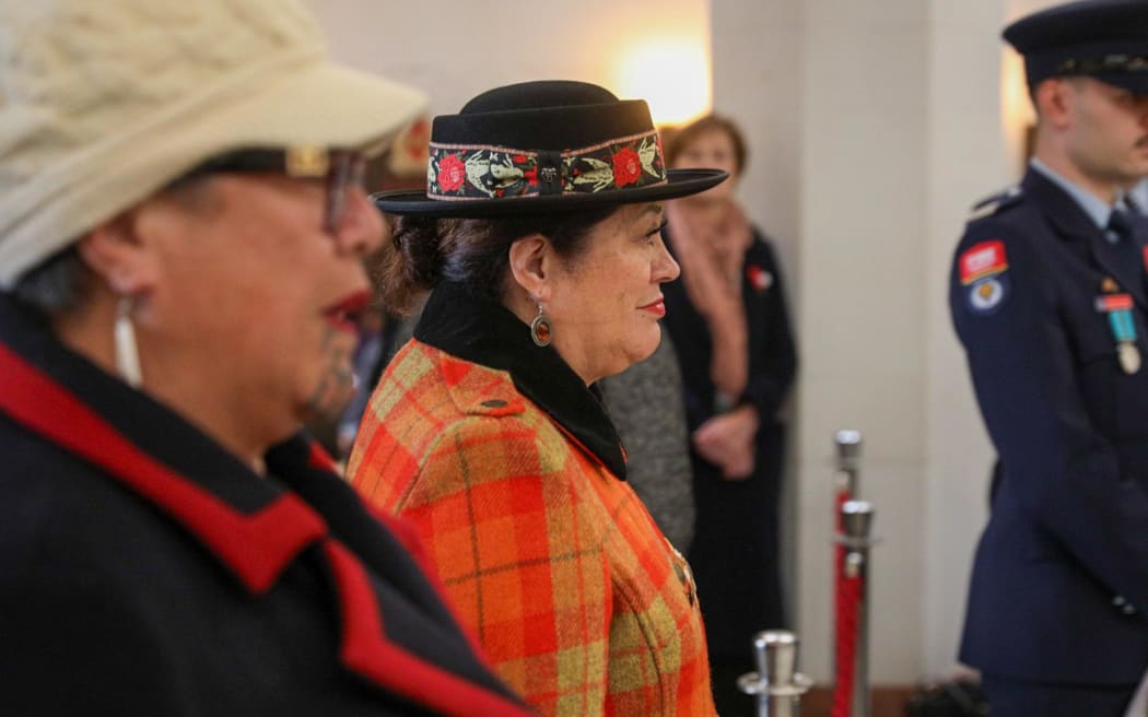 A private Anzac ceremony is held at the Hall of Memories at Pukeahu after a larger public ceremony was cancelled due to high winds.