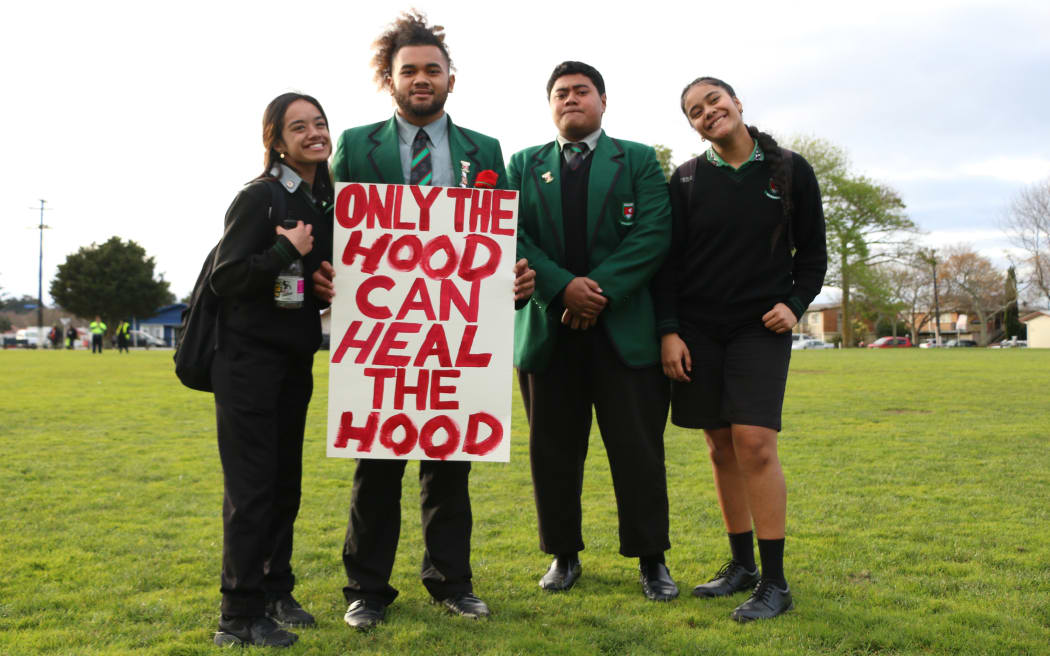 Jennifer Faumuina, Gloria Patu, AJ Telea and Manase Mohuanga from Aorere College.