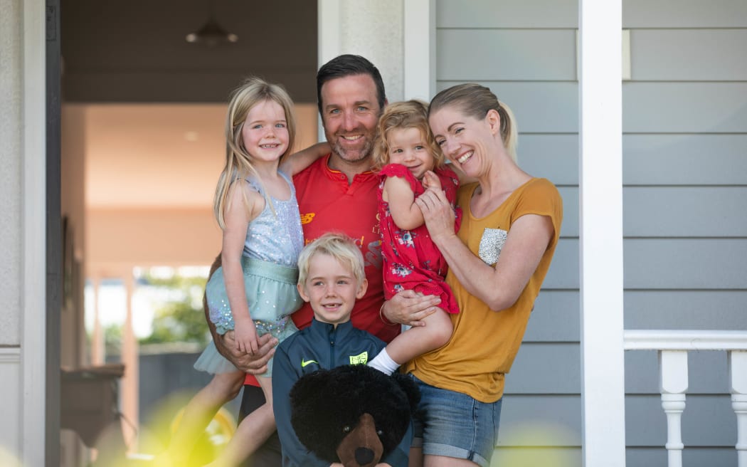 Juliet and Jon Dale at home with their children: Eve, 5, Brady, 7 and Charlotte, 2