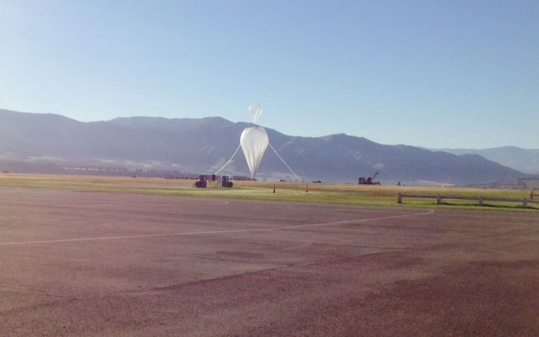 The balloon being inflated at Wanaka Airport