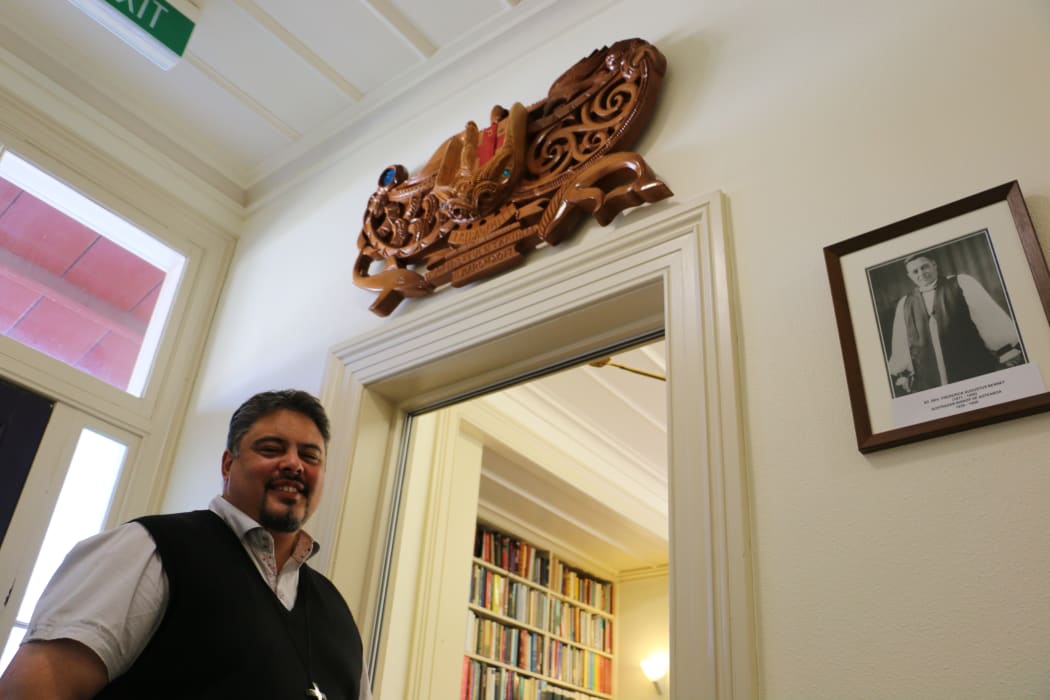 The carving upon the door was a tāonga given to him at his ordination in March this year.