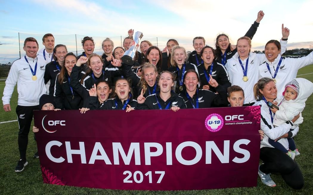 New Zealand celebrate winning the OFC Under 19 Women's Championship.