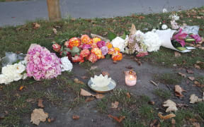 Flowers opposite Christchurch Hospital.