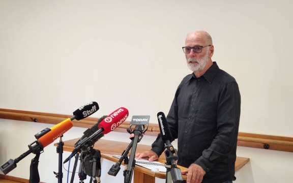 Auckland Mayor Wayne Brown about to address the media about the Auckland flooding on 30 January 2023.