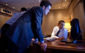 Adam Frankel with Barack Obama working on a speech