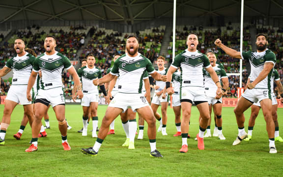 The Maori All Stars perform their haka.