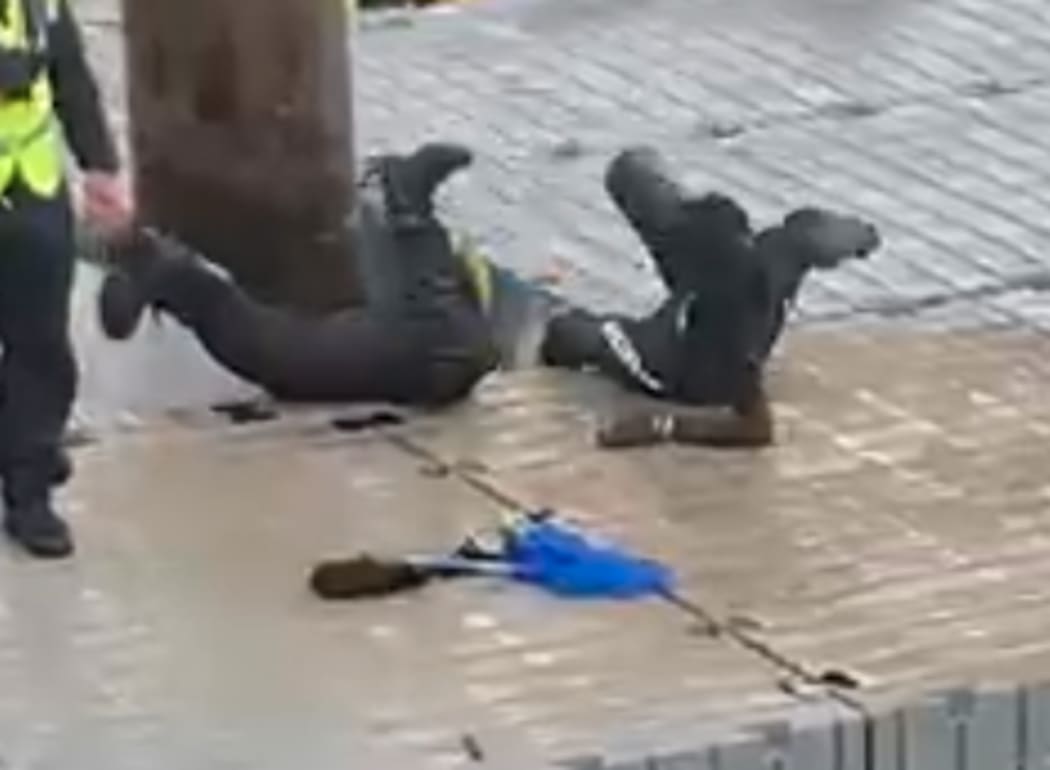 The Kennedy Point Marina  developer released CCTV footage showing a guard apparently kicked in the head and pushed into the water.