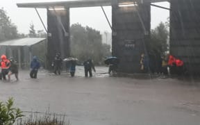 Flooding at the Milford Visitors' Terminal.