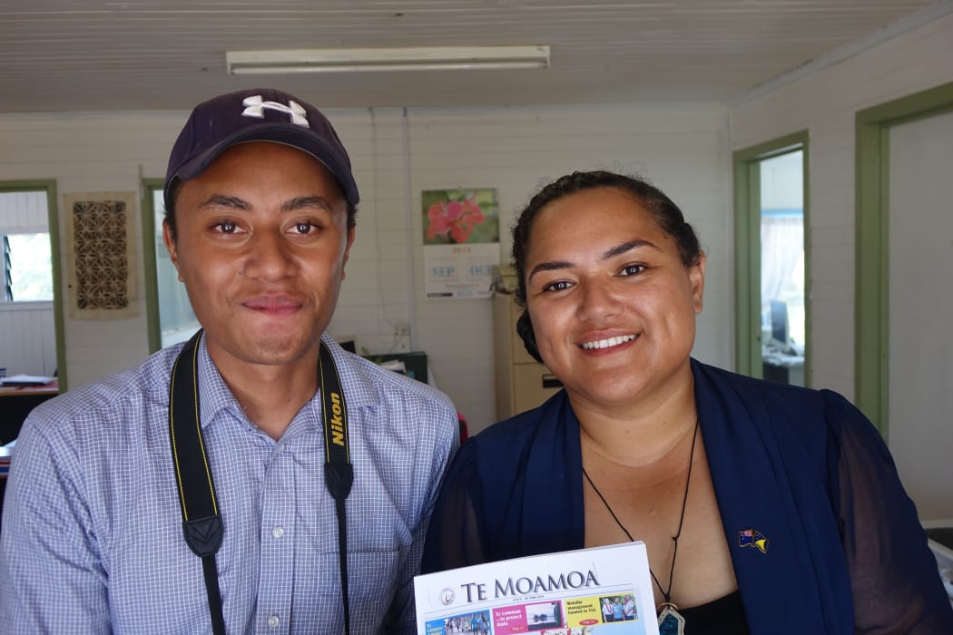 Atafu media officers, Tilau Kirifi and Hihilia Falani.