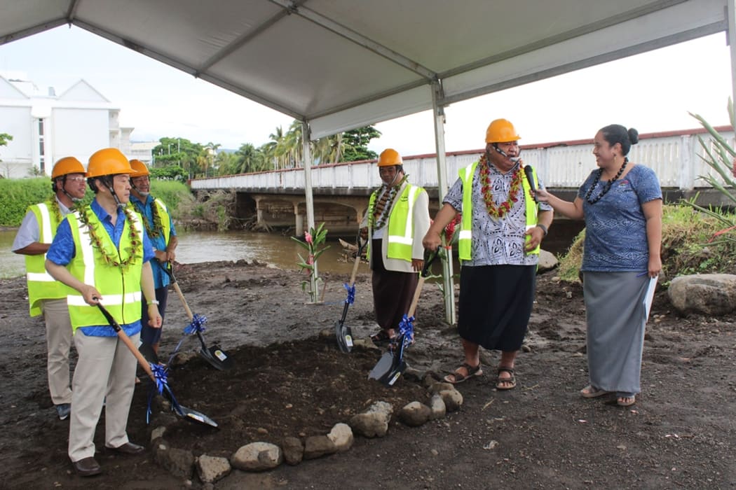 Samoa Prime Minister Tuila'epa Sa'ilele Malielegaoi at groundbeaking for new Vaisigano bridge