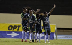 As Magenta celebrate a goal during their 8-0 victory over Central Sport.