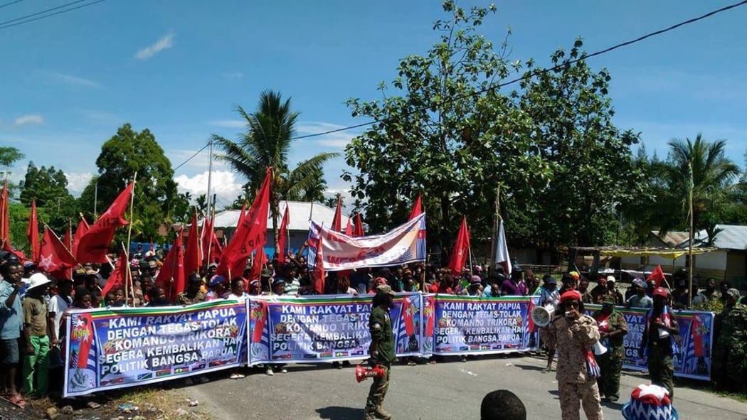 Demonstrators in Timika, West Papua.