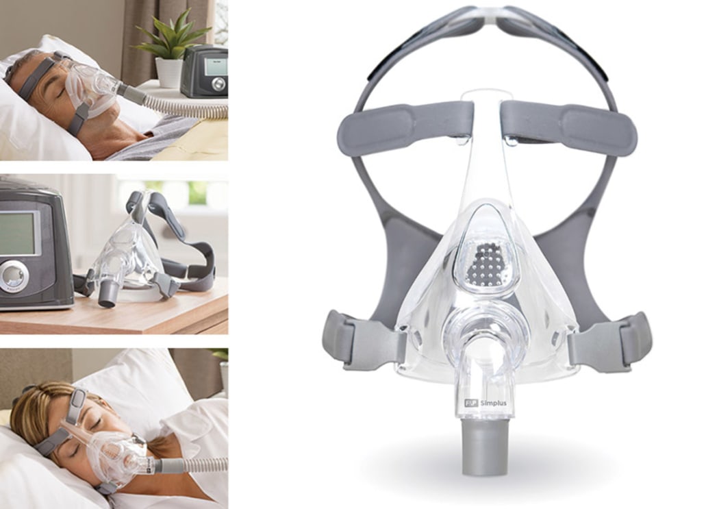 The F&P Simplus full face mask is used for the treatment of obstructive sleep apnea.
