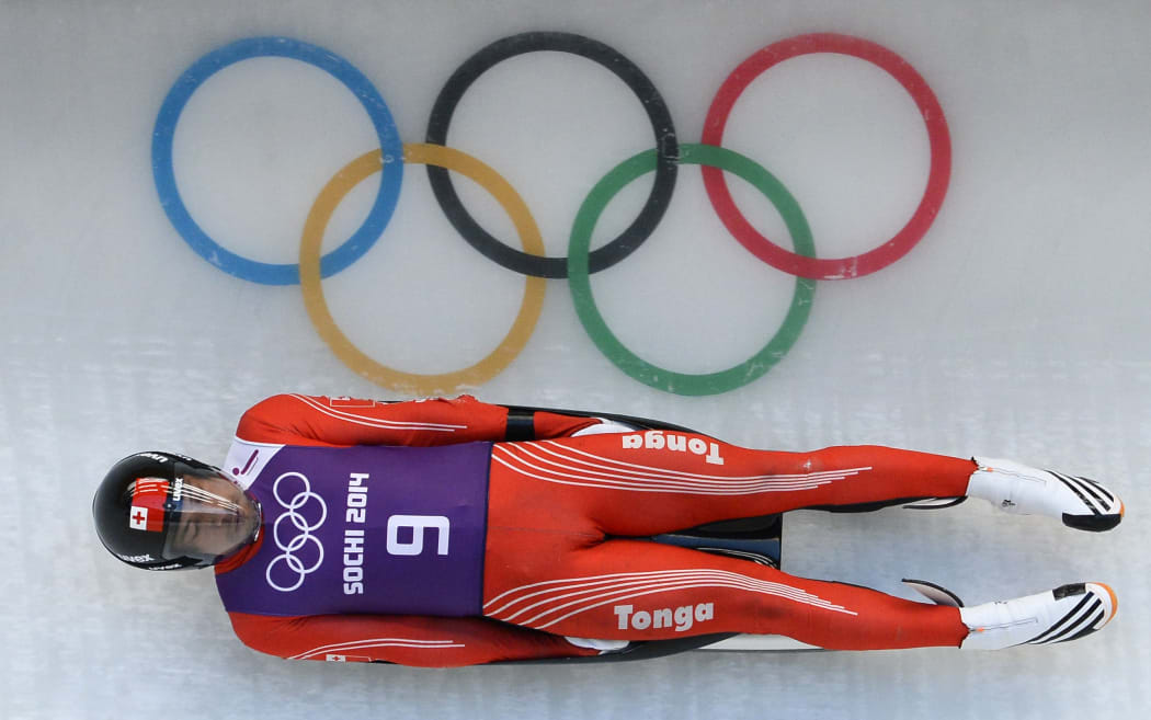 Tonga's Bruno Banani during the 2014 Winter Olympics in Sochi.