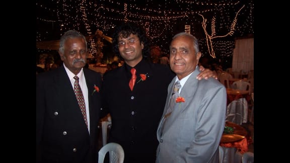 Ben Fernandez with his uncles, Bene and Benji, horn players in Mumbai - both of whom strongly influenced Ben's music.