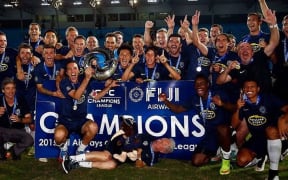 Auckland City celebrate winning the 2015 Oceania Champions League title.