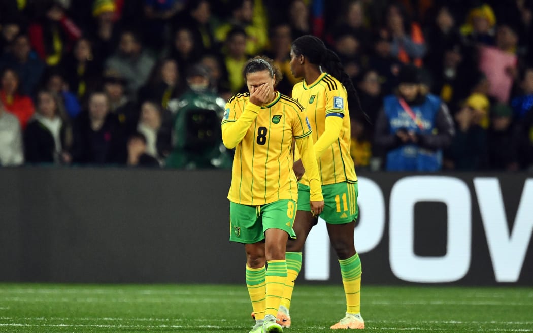 Jamaica's Drew Spence reacts to a missed opportunity during the FIFA Women's Football World Cup.