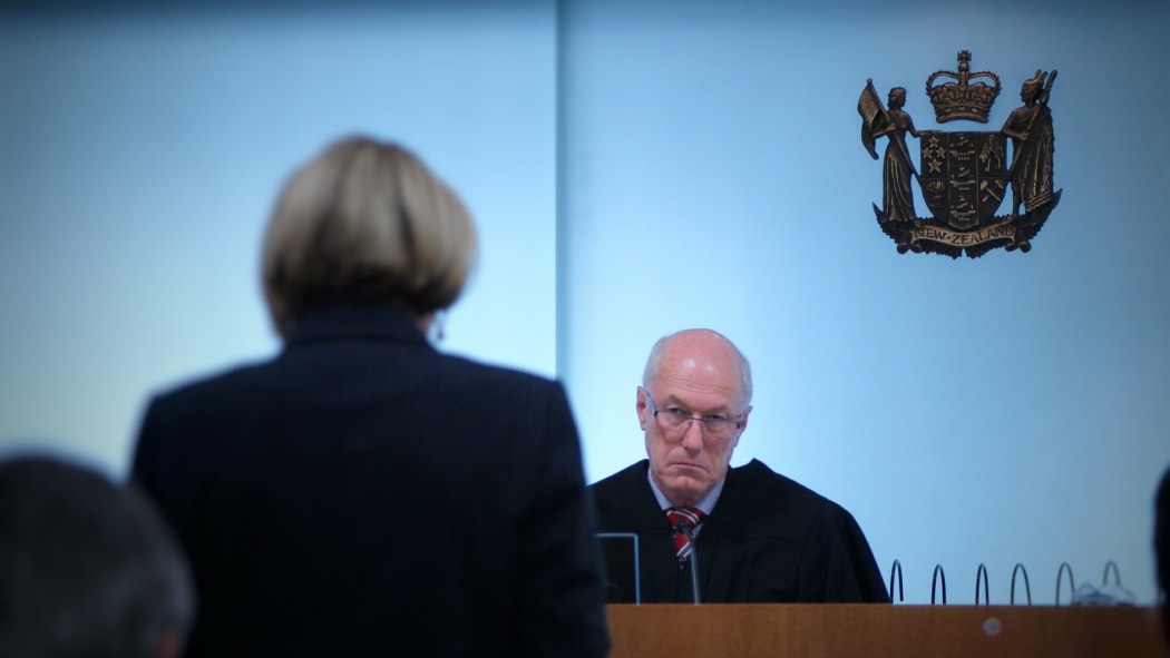 Judge Nevin Dawson hears a submission from Christine Gordon, who is acting for the Crown on behalf of the United States (24 September 2015, Auckland).