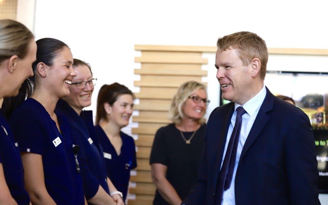 Labour Party leader Chris Hipkins visiting a dental clinic in Tauranga, on the election trail.