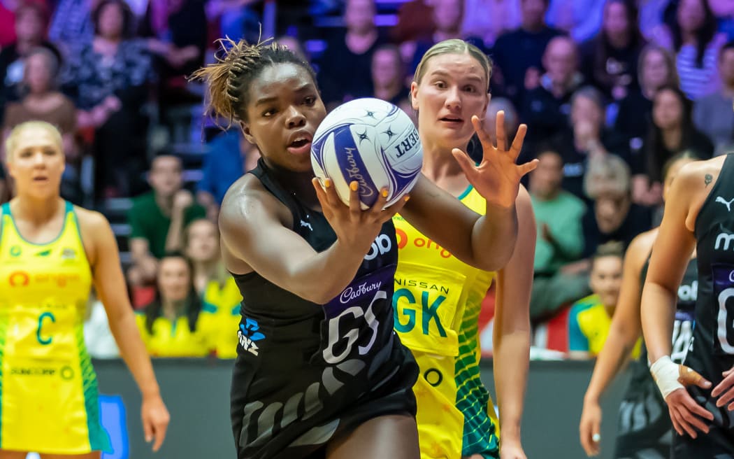 Grace Nweke of New Zealand during the Constellation Cup netball series.