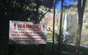 Safety warnings displayed at Hunua Falls
