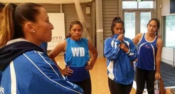 The Samoa Under 21 netball team trains ahead of the Oceania World Youth Cup Qualifiers in Auckland.