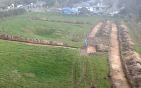 The site where the seven rua have begun to be dug up by a property development company.