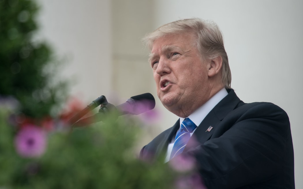 Donald Trump speaks at Arlington National Cemetery to mark Memorial Day in Arlington, Virginia, on May 29, 2017.
