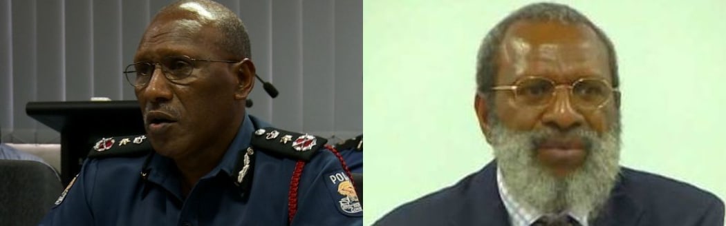 Kerenga Kua (right) wants to know where the police commissioner Gary Baki (left) gets his authority to treat politicians and senior government servants more leniently than the general public.