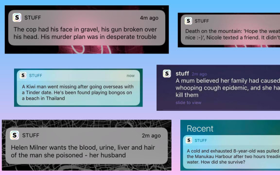 A selection of Stuff push notifications