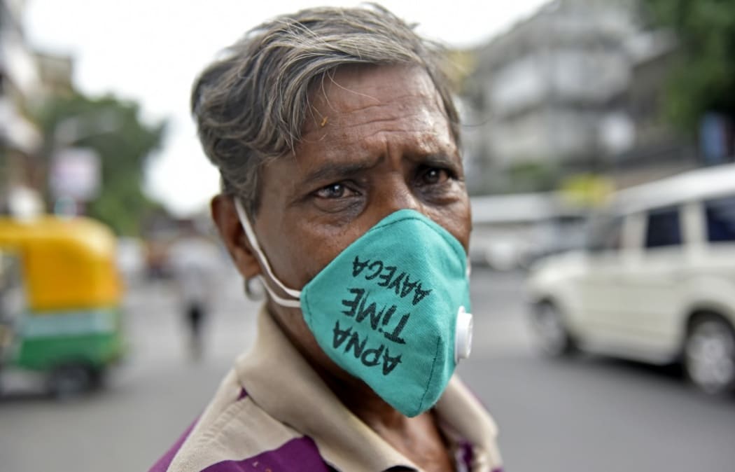 A man wearing a preventive mask in Kolkata, India, 16 September, 2020. Hospitals scramble for oxygen as India crosses top 5 million coronavirus cases according to an Indian media report.    (Photo by Indranil Aditya/NurPhoto)