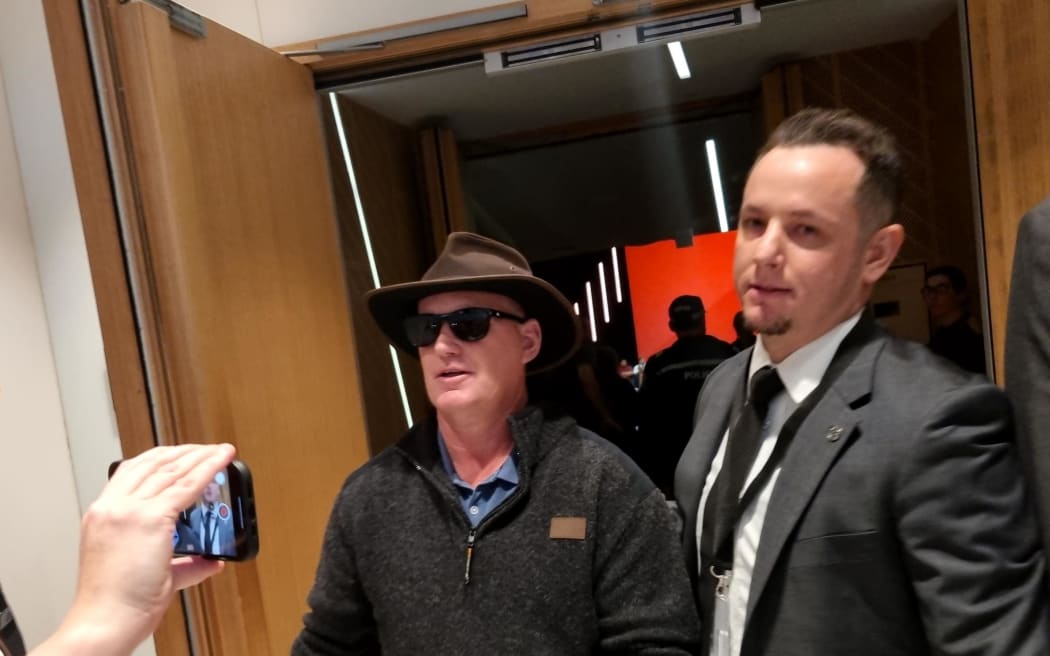 A protestor being escorted out from the Labour Party campaign launch on 2 September, 2023.