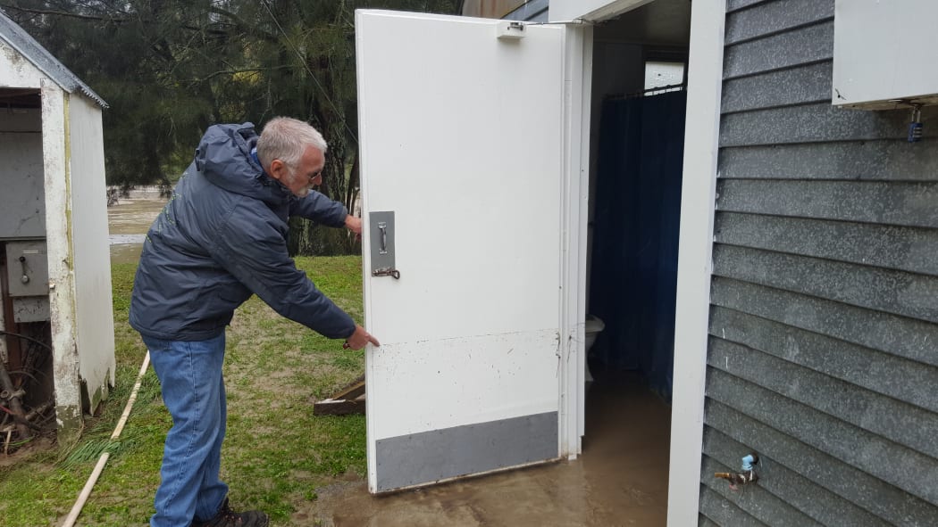 Campground resident Arthur Yarnold inspects the buildings at Eskdale Holiday Park.