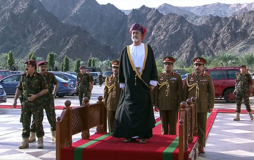 Oman's Sultan Haitham bin Tariq on state television after  being sworn in as Oman's new leader, after the death the previous day of Sultan Qaboos.