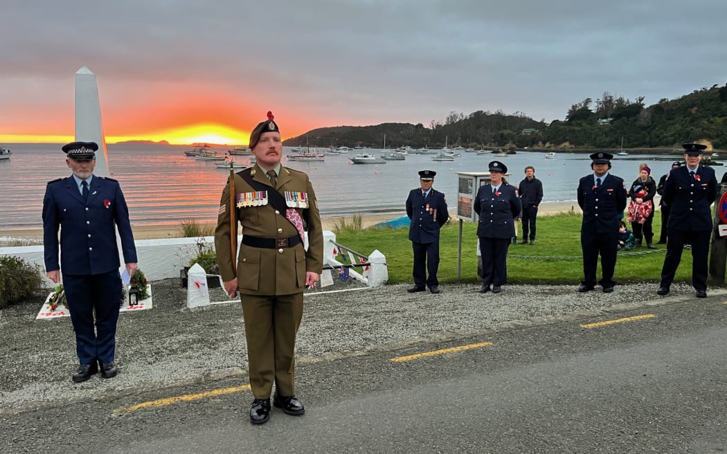 This morning's ANZAC Day Dawn Service at Half Moon Bay, Rakiura-Stewart Island.