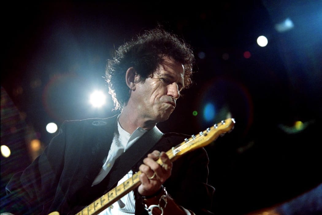 Keith Richards of the Rolling Stones performs during the "Voodoo Lounge" world tour 1995.