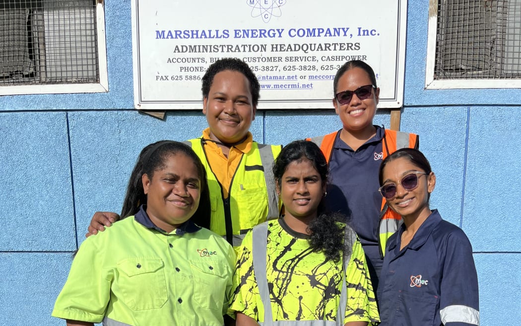 Engineers from Fiji working for the Marshalls Energy Company in Majuro, from left; Vasiti Qolikoro, Lucy Tifere, Shannon Prakash, Alexandra Lutuni and Cheryl Shirley