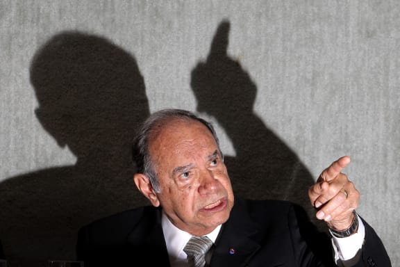 Army colonel Carlos Alberto Bright Ustra, now deceased, provides testimony at the National Truth Commission in Brasilia, capital of Brazil in 2013.