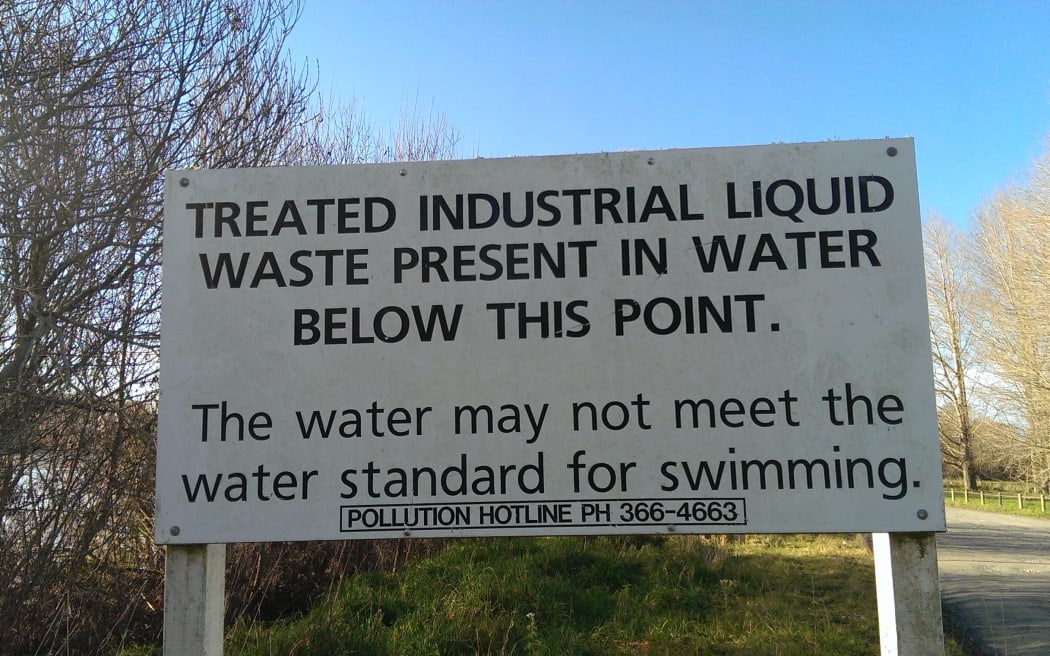 Warning sign by Waimakariri River.