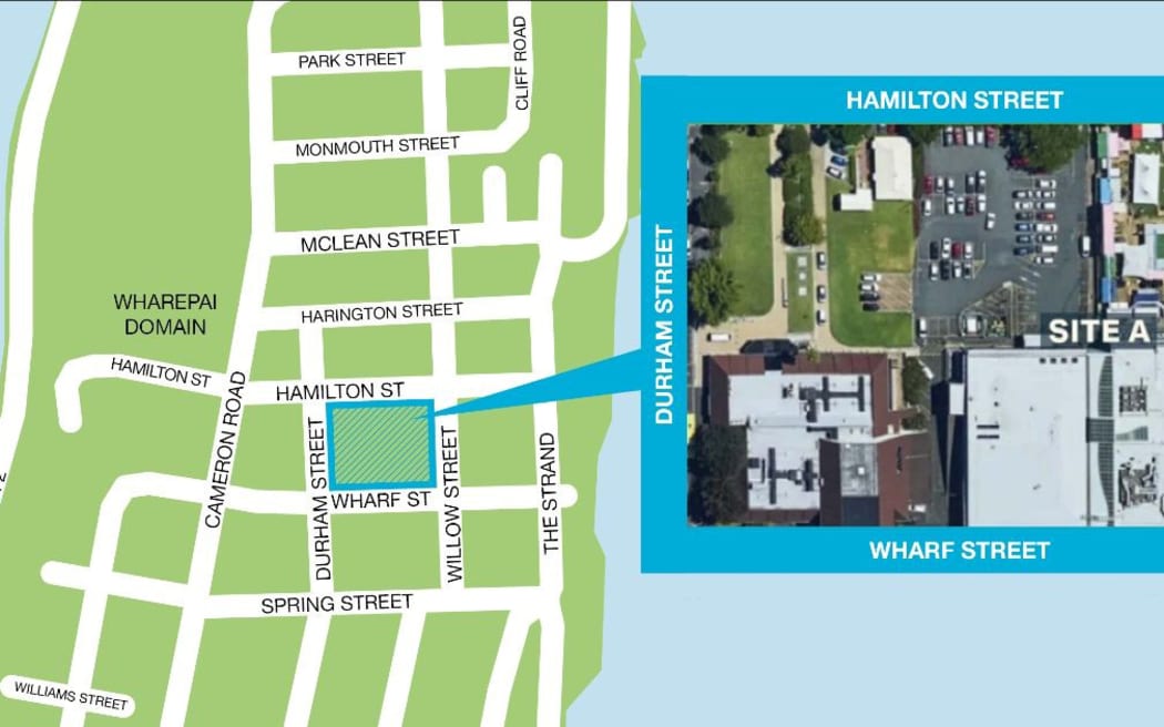 An of overview of Site A of the civic precinct Te Manawataki O Te Papa.